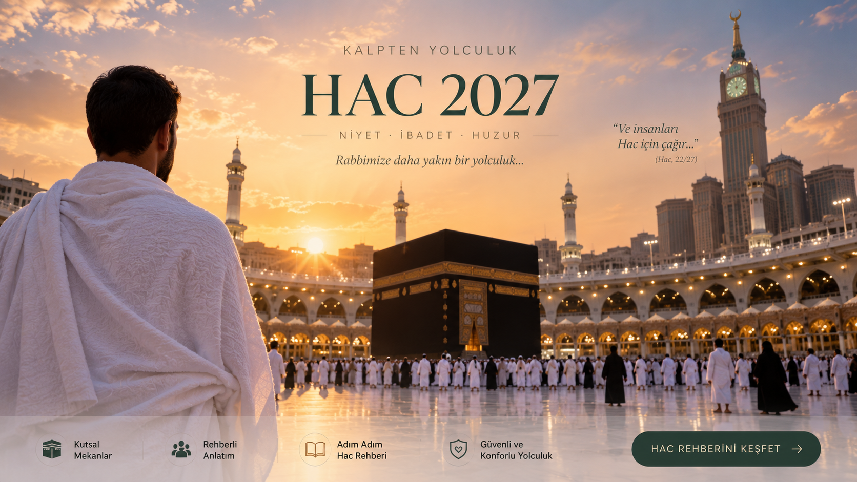 İhram hazırlığını temsil eden hac yolculuğu görseli