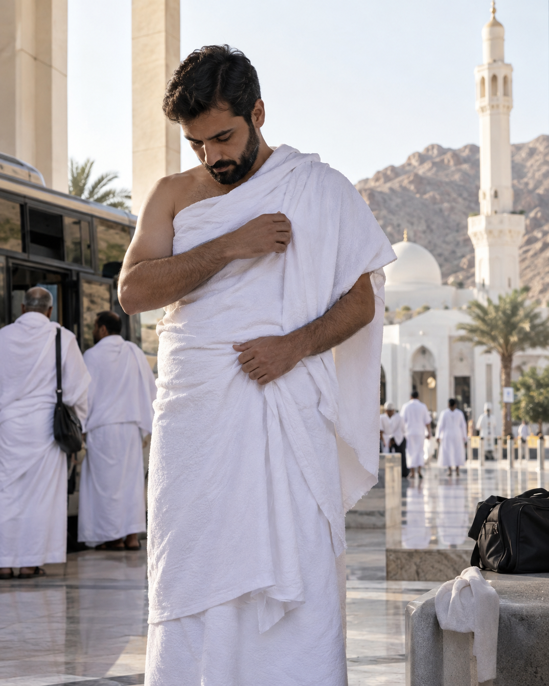 Umre için mîkat ve ihram hazırlığını temsil eden görsel